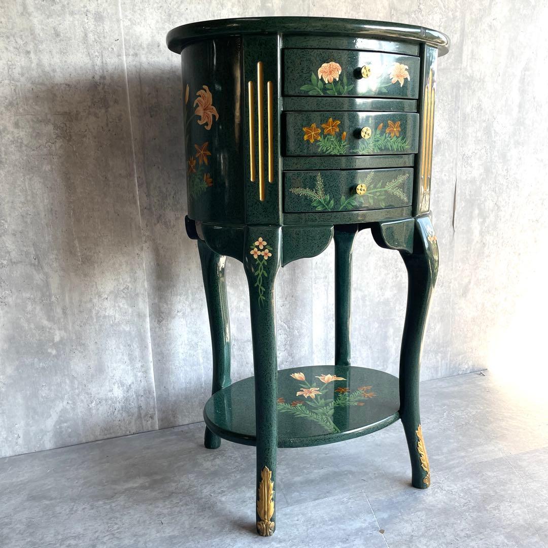 【なつき】アンティーク 猫脚 キャビネット 3段チェスト 花台 電話台