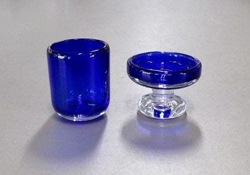 吹きガラス仏具　5具足セット　コバルト