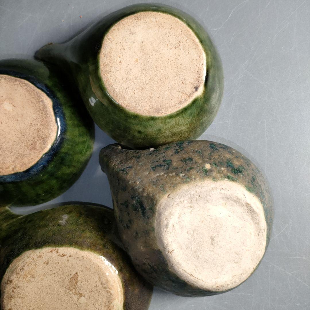 A1299-1/織部釉蓮華5客/共箱/織部焼/和食器/向付/小鉢/懐石道具/