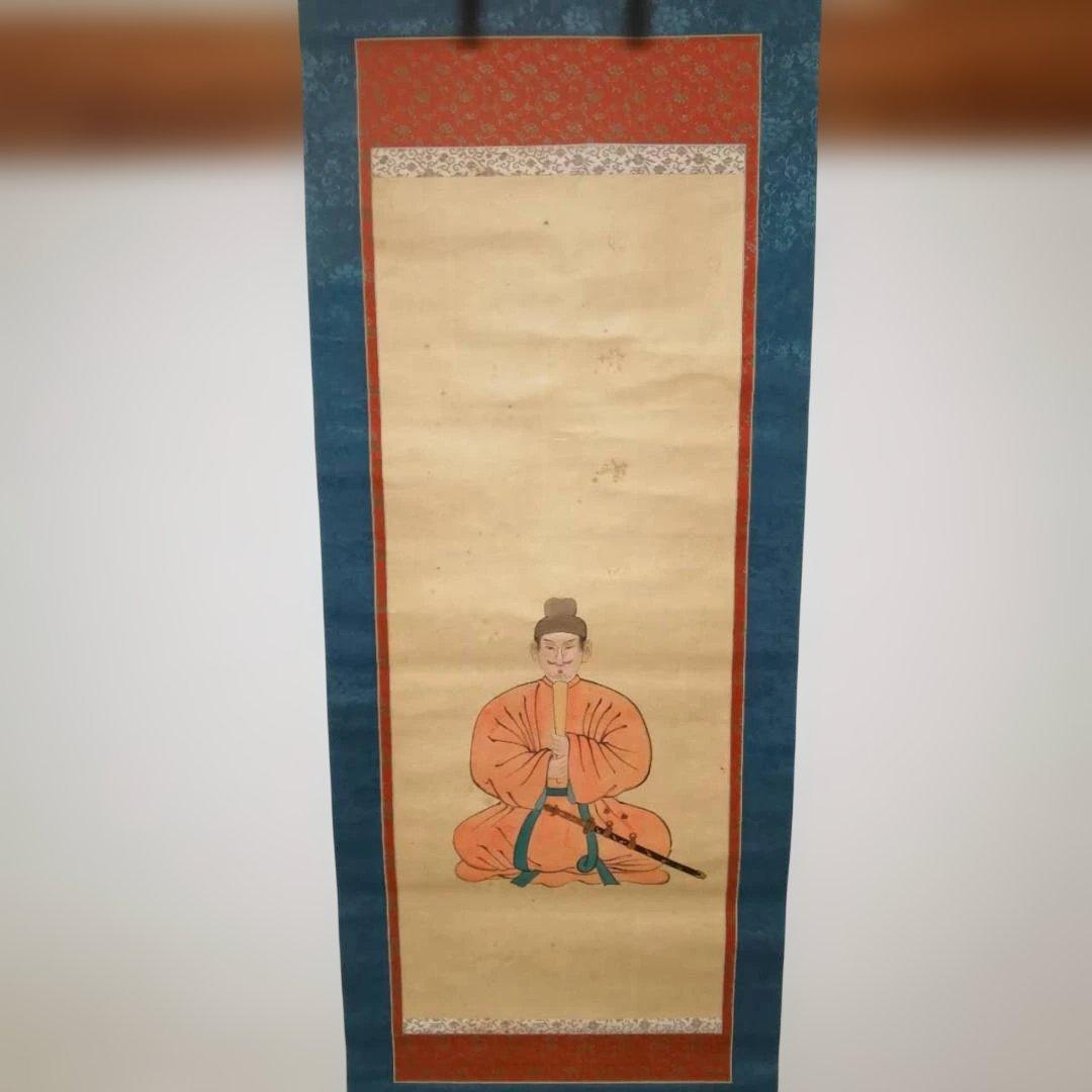 聖徳太子御影図 掛軸 絹本着色 180cm 共箱入 仏教美術 日本画 古美術