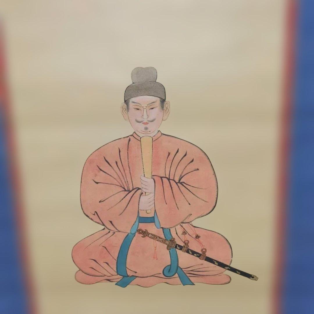 聖徳太子御影図 掛軸 絹本着色 180cm 共箱入 仏教美術 日本画 古美術