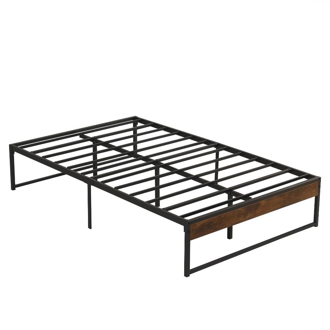超人気【D・ダブル】ベッドフレーム 木製×スチール パイプ オシャレ　BLACK