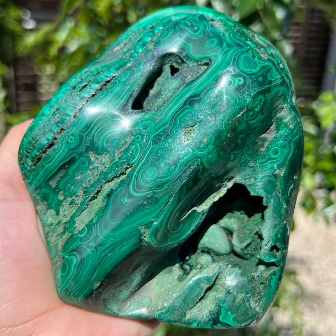✨癒される発色と模様✨高いヒーリングパワー✨天眼 マラカイト 原石 天然石