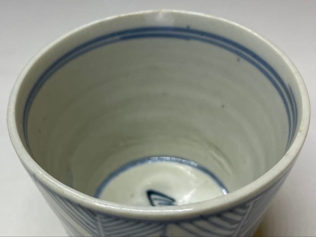 古伊万里　蕎麦猪口　矢羽根文様　染付　江戸時代　10客　h9125