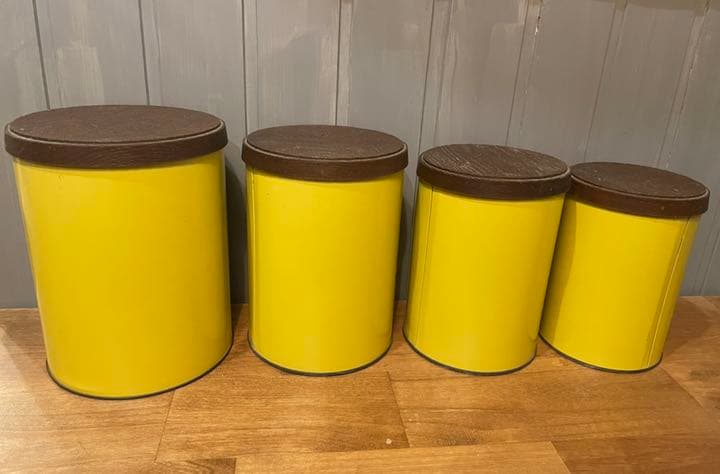 アメリカ　キャニスター　ビンテージ　アンティーク　レトロ　フラワー　４個セット