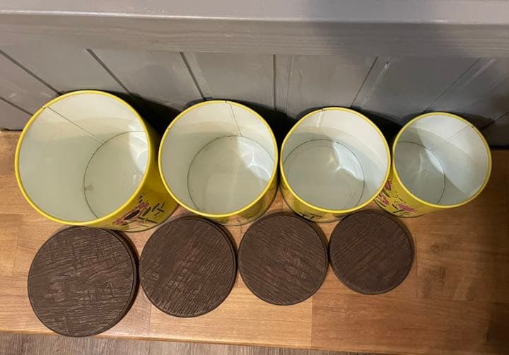 アメリカ　キャニスター　ビンテージ　アンティーク　レトロ　フラワー　４個セット