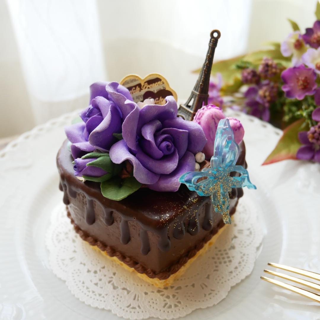 【merci*M様】フェイクスイーツ❤︎‬バイオレットローズチョコドリップケーキ