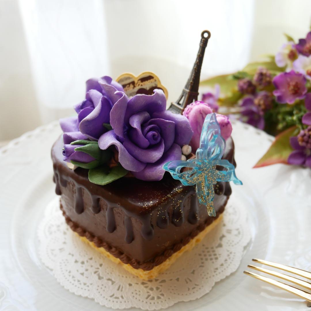 【merci*M様】フェイクスイーツ❤︎‬バイオレットローズチョコドリップケーキ