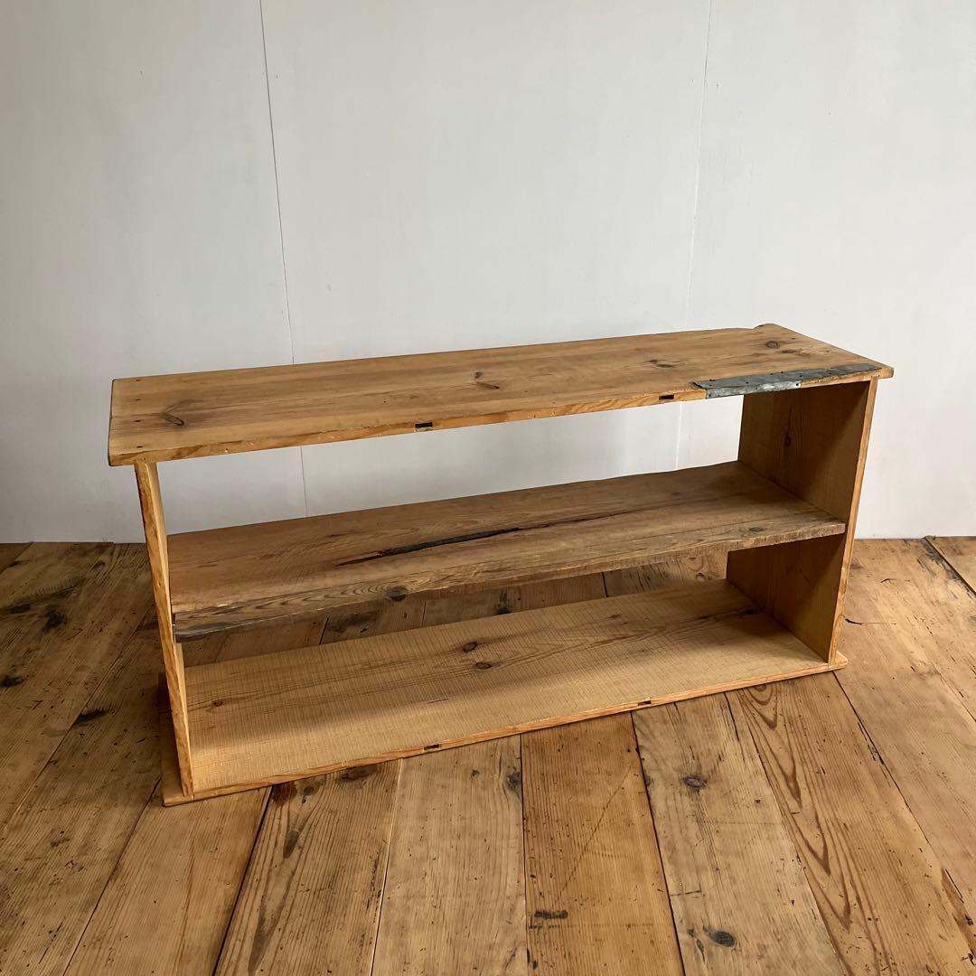 アンティーク オープンラック ローボード ベンチ 本棚 無垢材 無塗装 z713