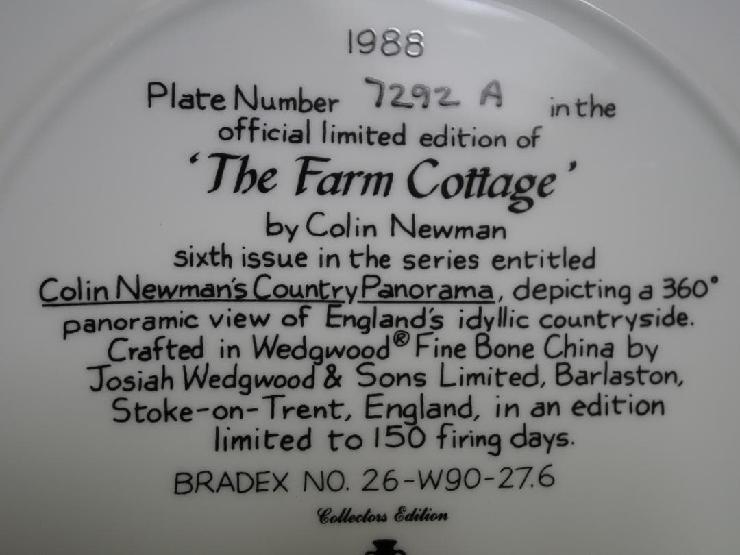  １９８８年限定生産 The Farm Cottage 飾り皿