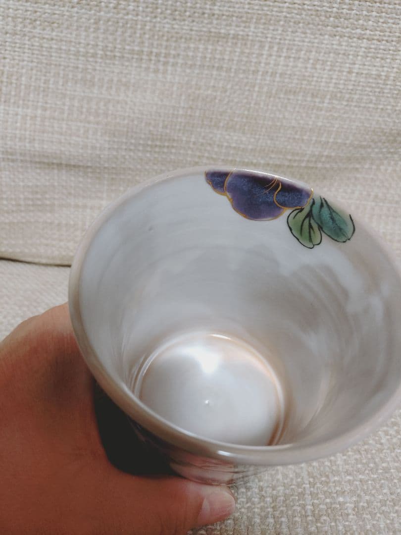 陶あん パンジーの花柄 陶器製マグカップ 京焼 清水焼 陶葊
