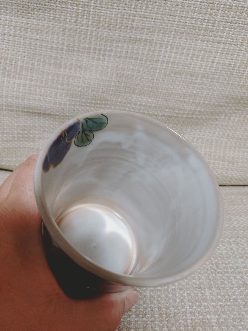 陶あん パンジーの花柄 陶器製マグカップ 京焼 清水焼 陶葊