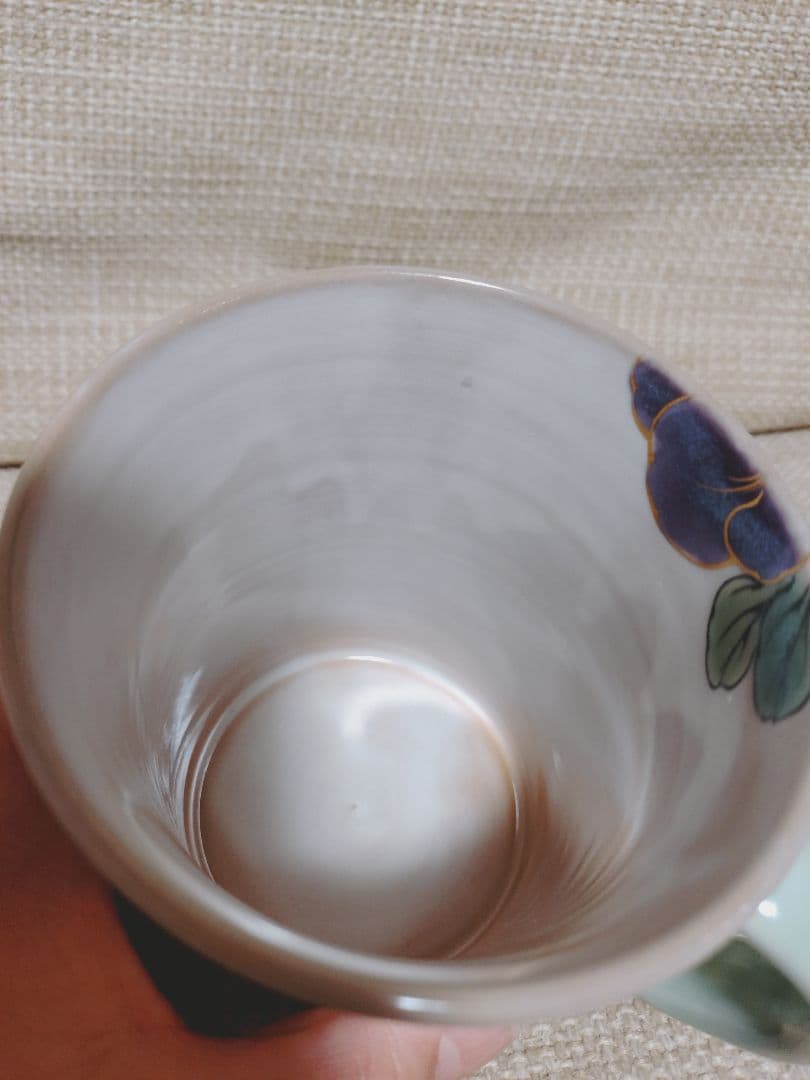 陶あん パンジーの花柄 陶器製マグカップ 京焼 清水焼 陶葊