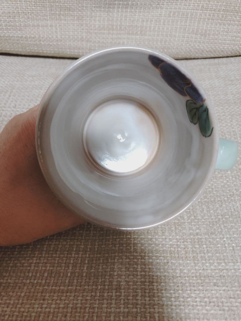 陶あん パンジーの花柄 陶器製マグカップ 京焼 清水焼 陶葊