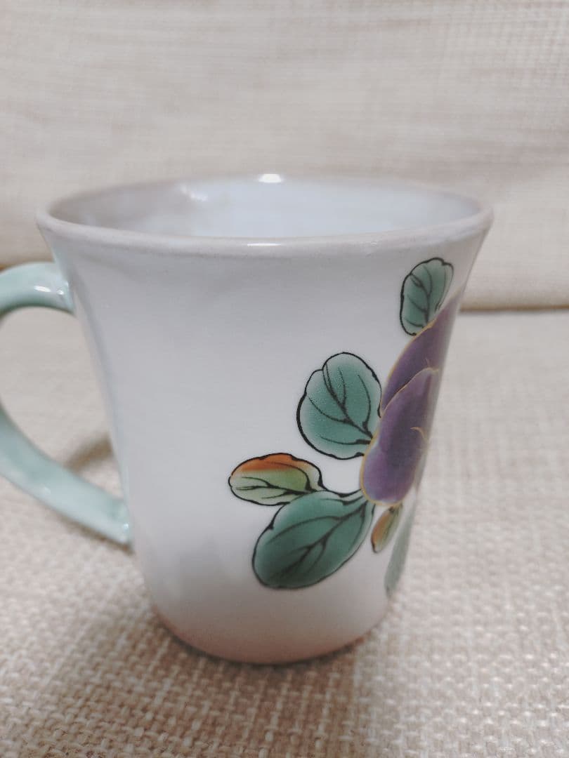 陶あん パンジーの花柄 陶器製マグカップ 京焼 清水焼 陶葊