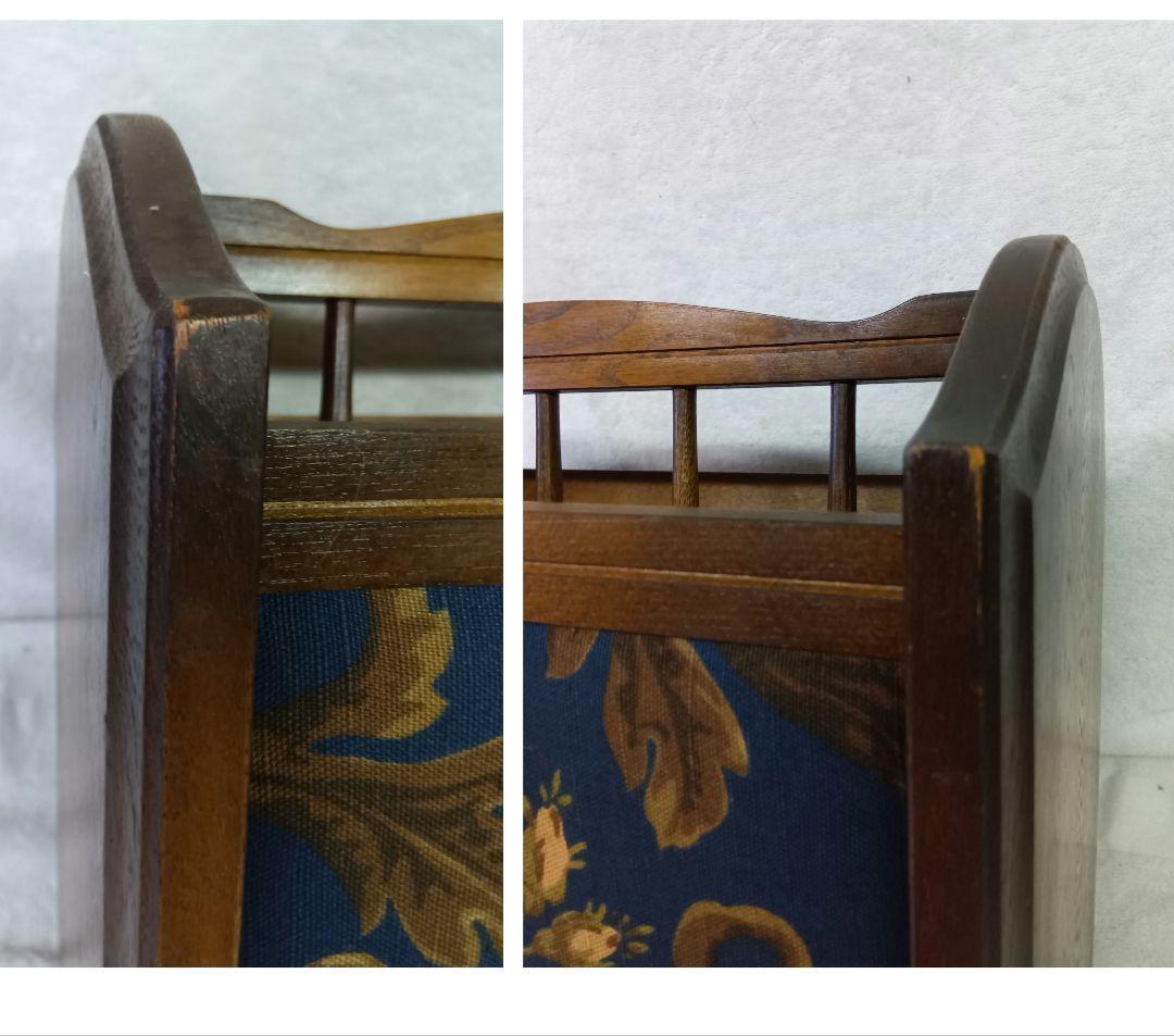 キツツキマーク　飛騨産業　マガジンラック　昭和レトロ　ヴィンテージ　花柄　木製