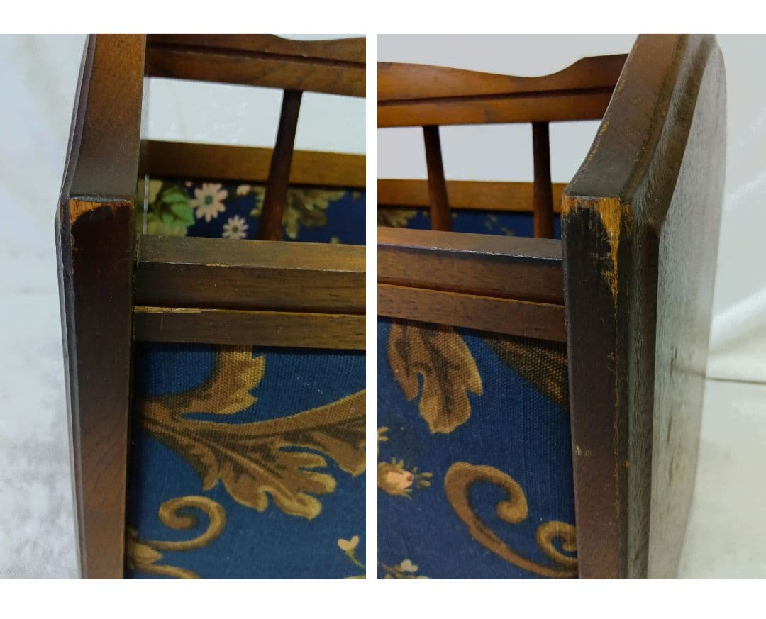 キツツキマーク　飛騨産業　マガジンラック　昭和レトロ　ヴィンテージ　花柄　木製