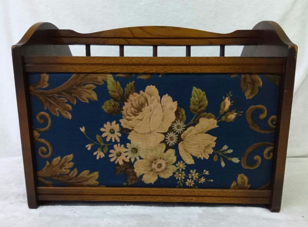 キツツキマーク　飛騨産業　マガジンラック　昭和レトロ　ヴィンテージ　花柄　木製