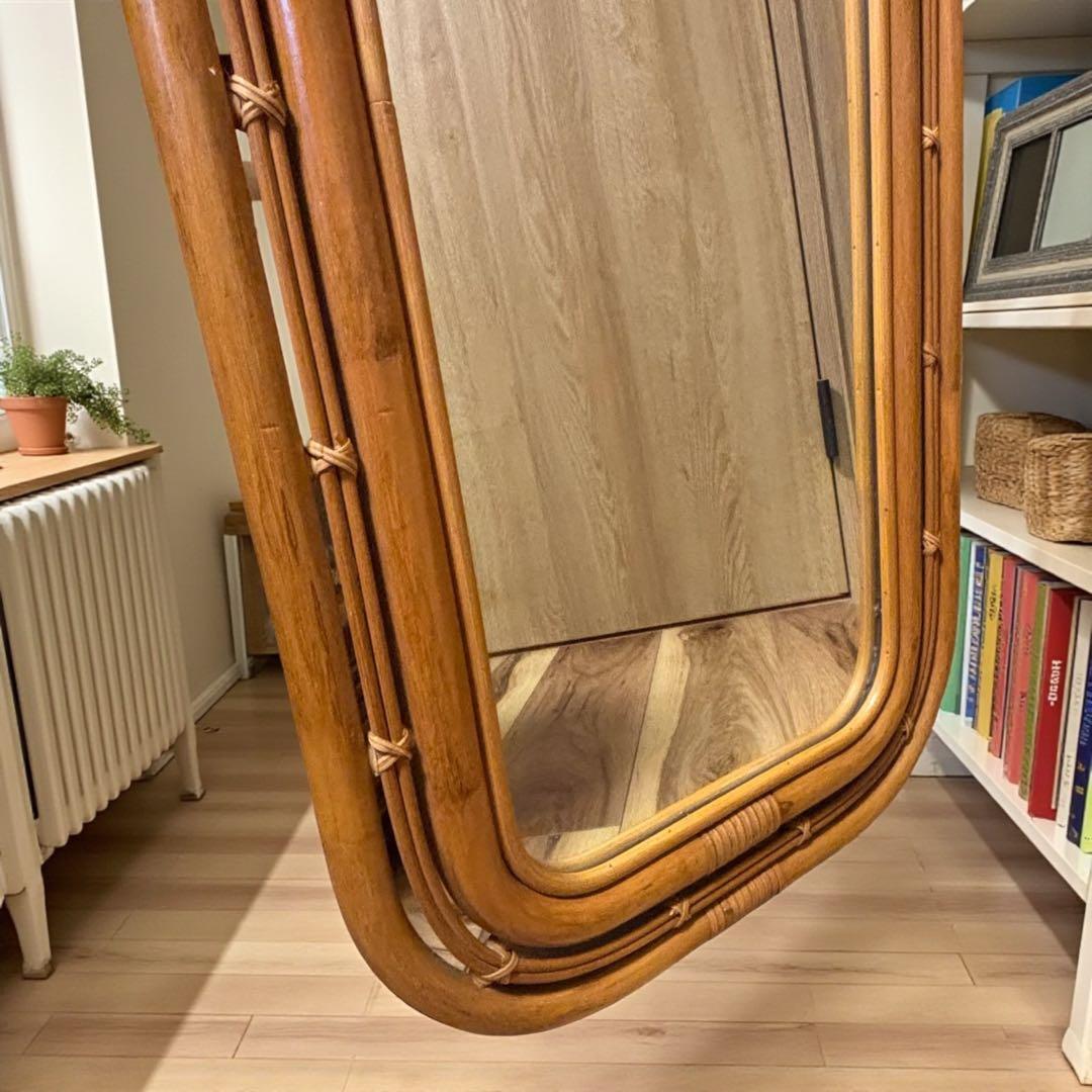 ラタンミラー 大型アーチ型 玄関リビング 北欧ナチュラル✨