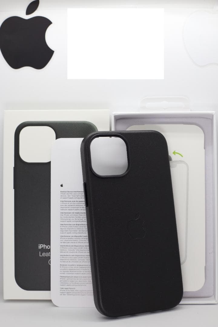 2新品-純正互換品 iPhone13miniレザーケース-ミッドナイト-ブラック