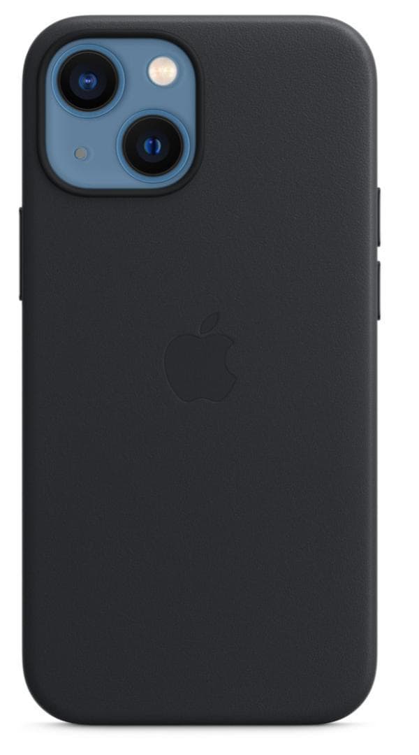 2新品-純正互換品 iPhone13miniレザーケース-ミッドナイト-ブラック