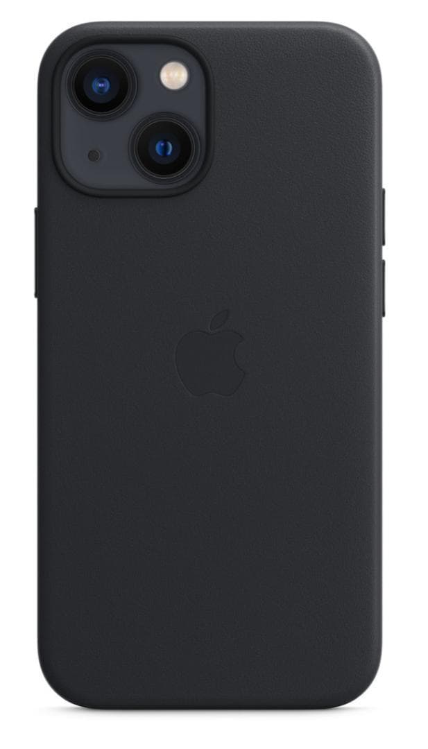 2新品-純正互換品 iPhone13miniレザーケース-ミッドナイト-ブラック