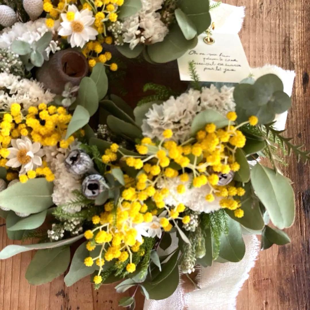 ●売却済●パールアカシアのハーフリース　ミモザリース　(約24cm)