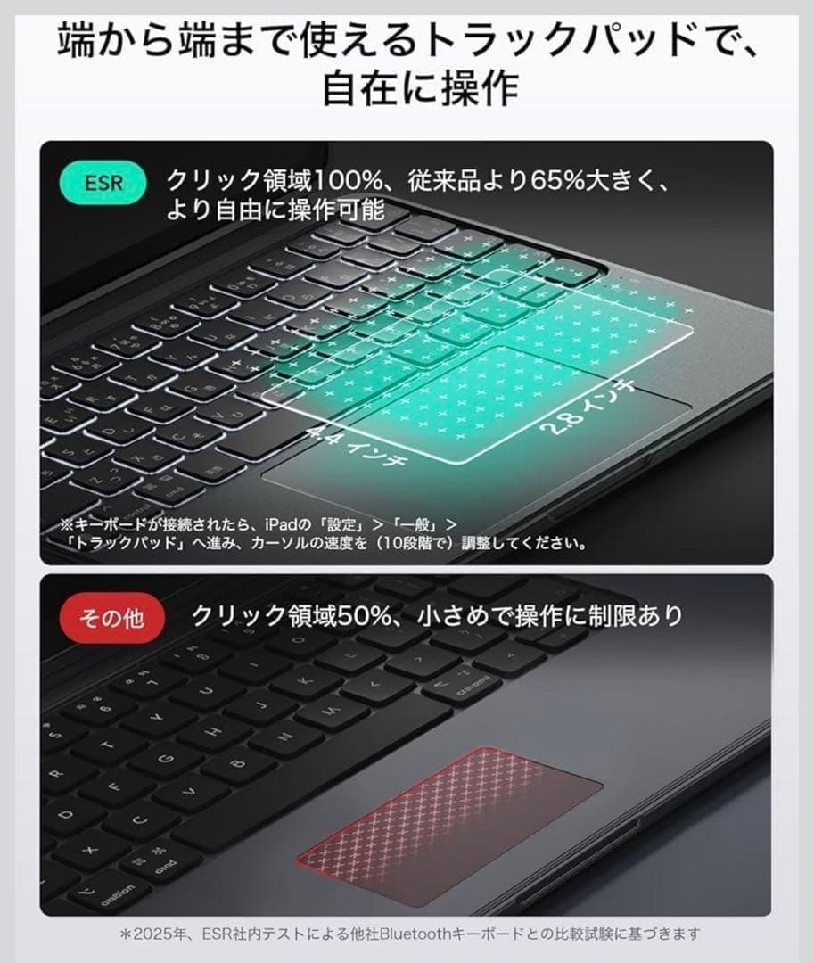 【定価10799円】ESR iPad 第11世代/第10世代用マジックキーボード
