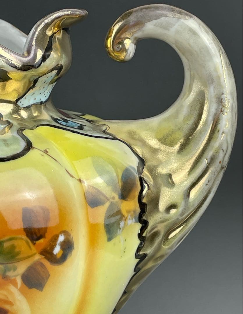 【大型】オールドノリタケ ２８．７cm 薔薇紋花瓶 金彩 金盛り マッスル