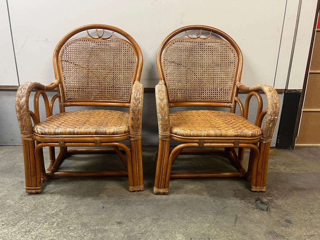 アンティーク家具 ラタン アームチェア ナチュラルウッド　美品✨