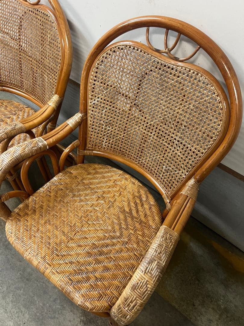 アンティーク家具 ラタン アームチェア ナチュラルウッド　美品✨