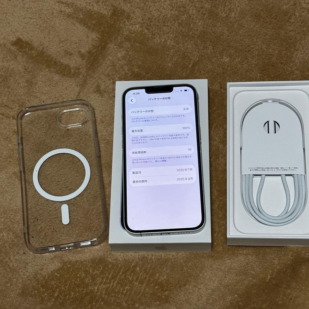 充放電回数15回 iPhone 16e 128GB SIMフリー ホワイト