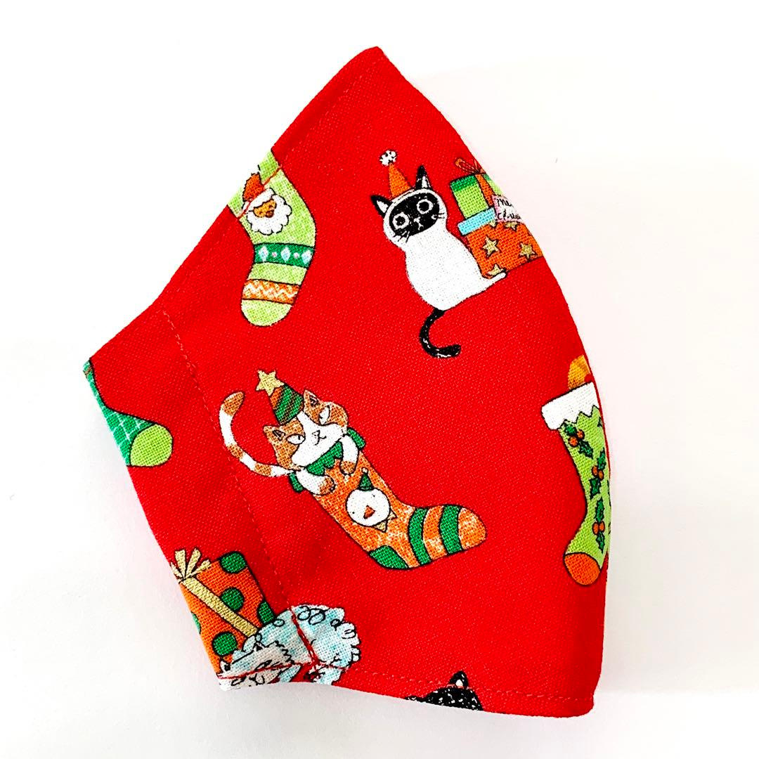 No.596 オーダーマスク　クリスマス　ハンドメイド　靴下　ねずみ　ねこ