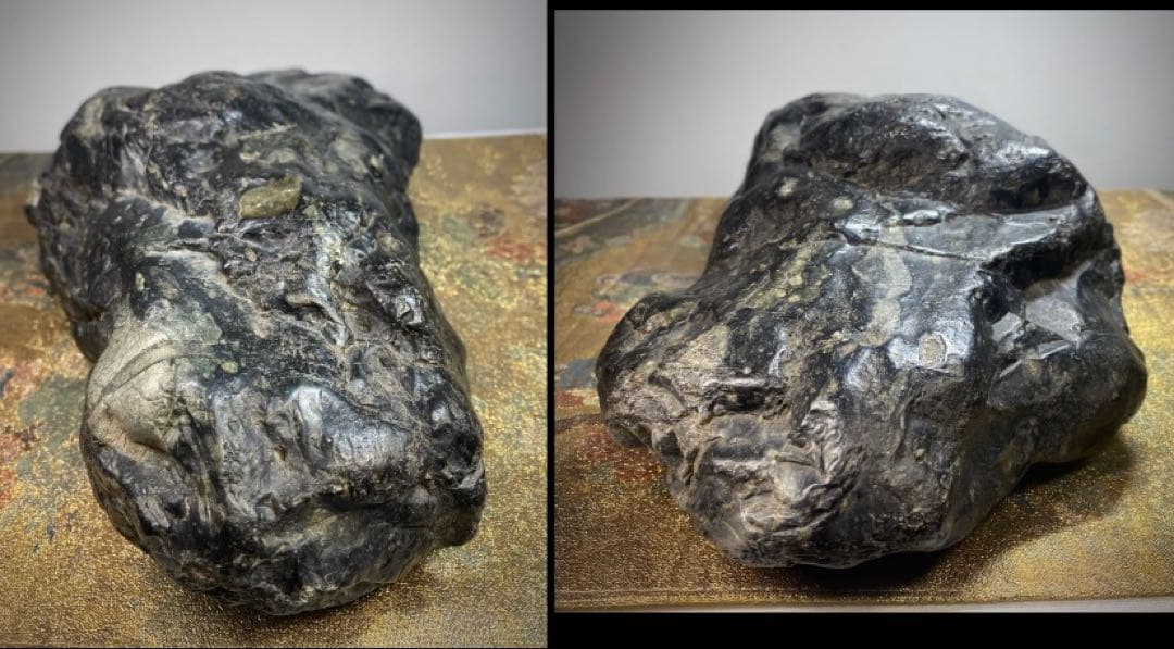 佐治川石 ウブ 銘 月山 横33×高11(cm) 6.26kg 水石 盆栽