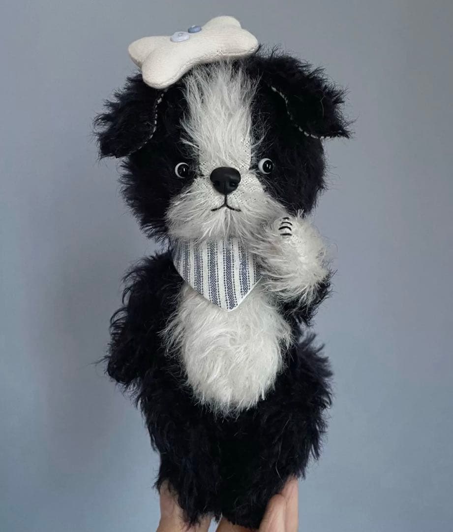 骨が大好きなワンワン アーティストベア ぬいぐるみ 海外作家様 犬 テディベア
