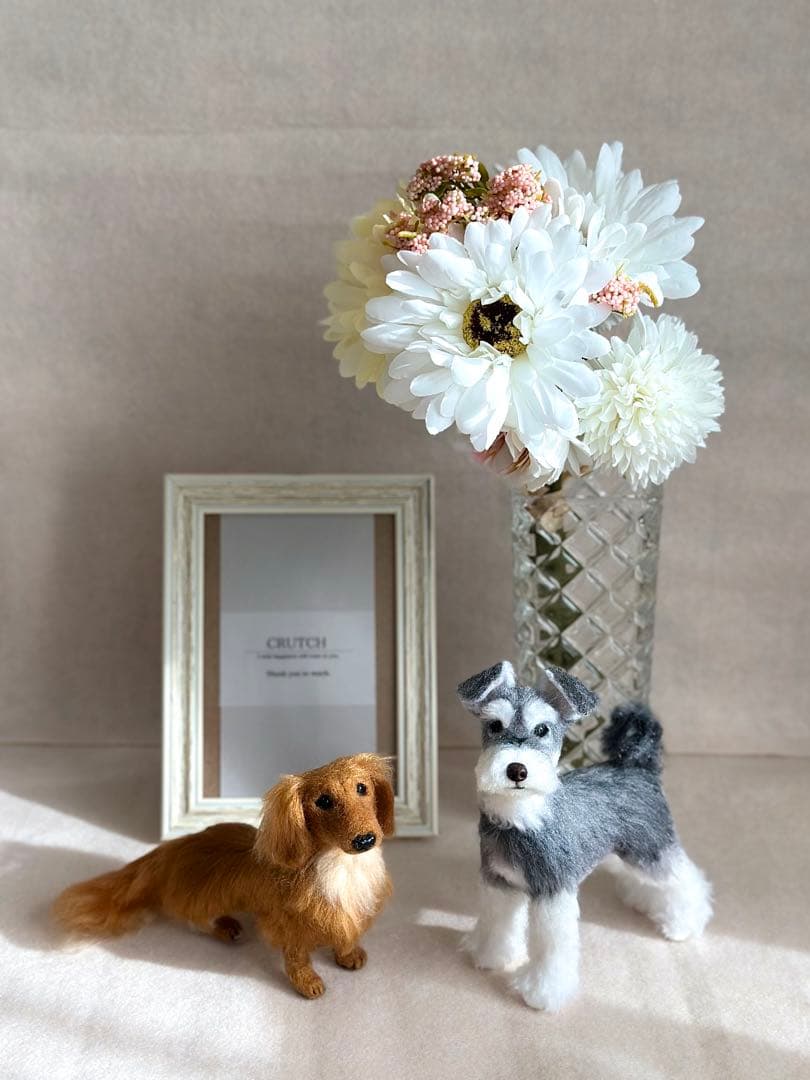 ハンドメイドのダックスフンド　胸の毛・鼻の色の変更できます　羊毛フェルト　犬