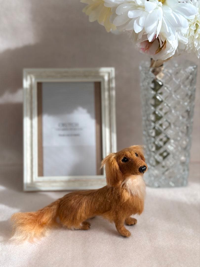ハンドメイドのダックスフンド　胸の毛・鼻の色の変更できます　羊毛フェルト　犬