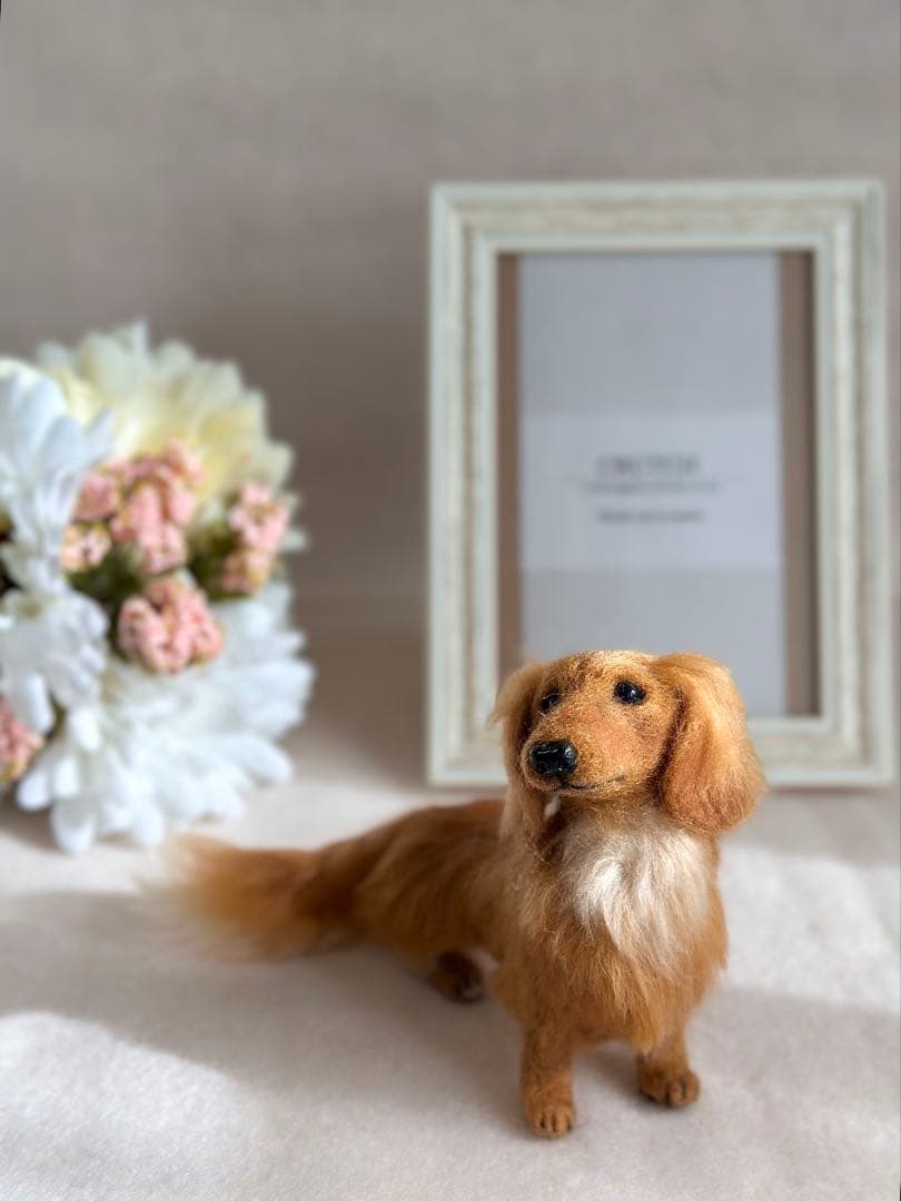 ハンドメイドのダックスフンド　胸の毛・鼻の色の変更できます　羊毛フェルト　犬