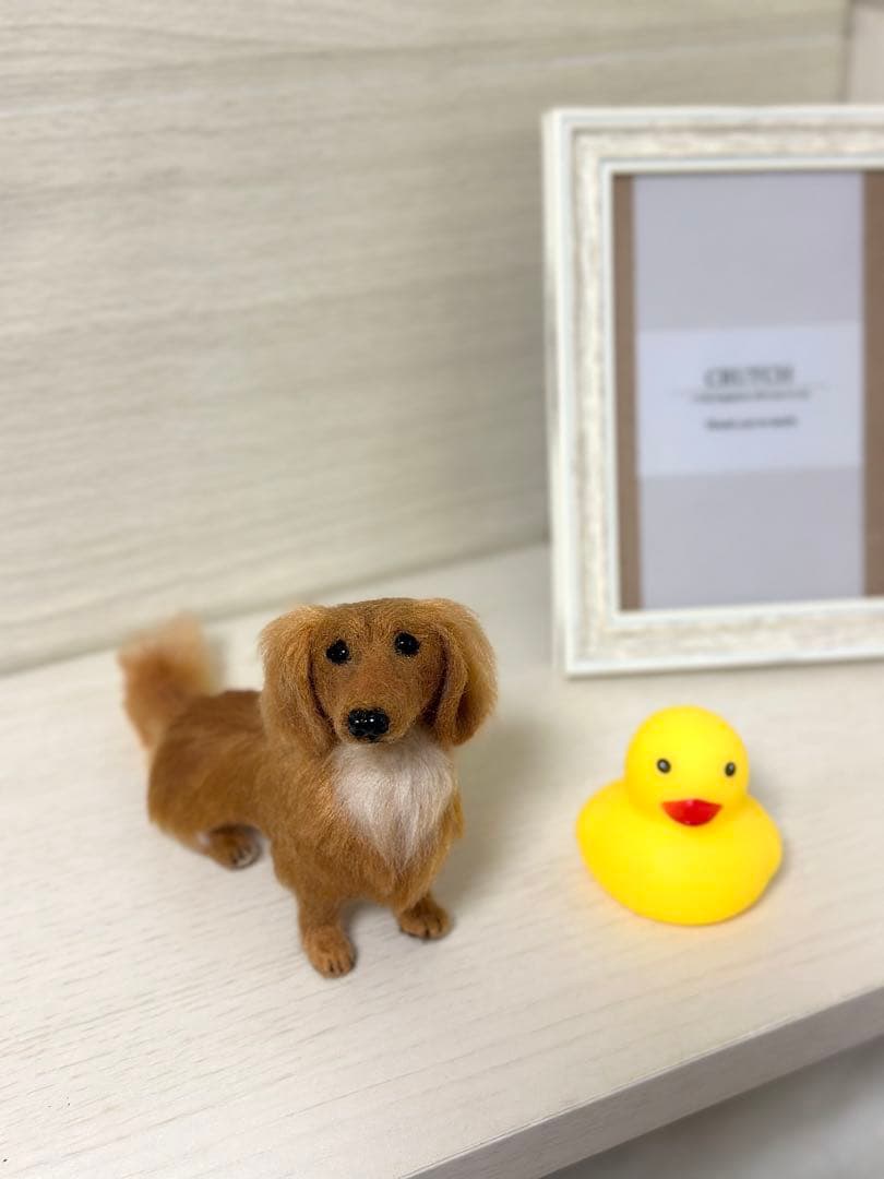 ハンドメイドのダックスフンド　胸の毛・鼻の色の変更できます　羊毛フェルト　犬