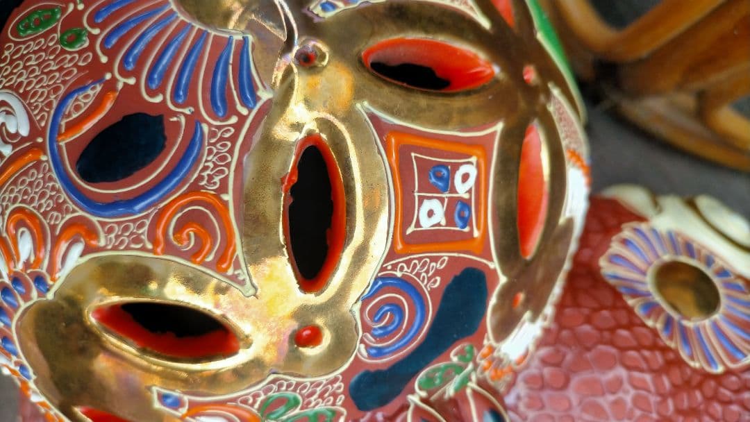 九谷焼獅子金彩玉乗り金彩置物大きいシーサー古美術 陶器製