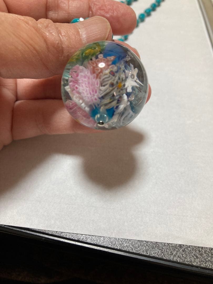 ガラス作家　ターコイズネックレス