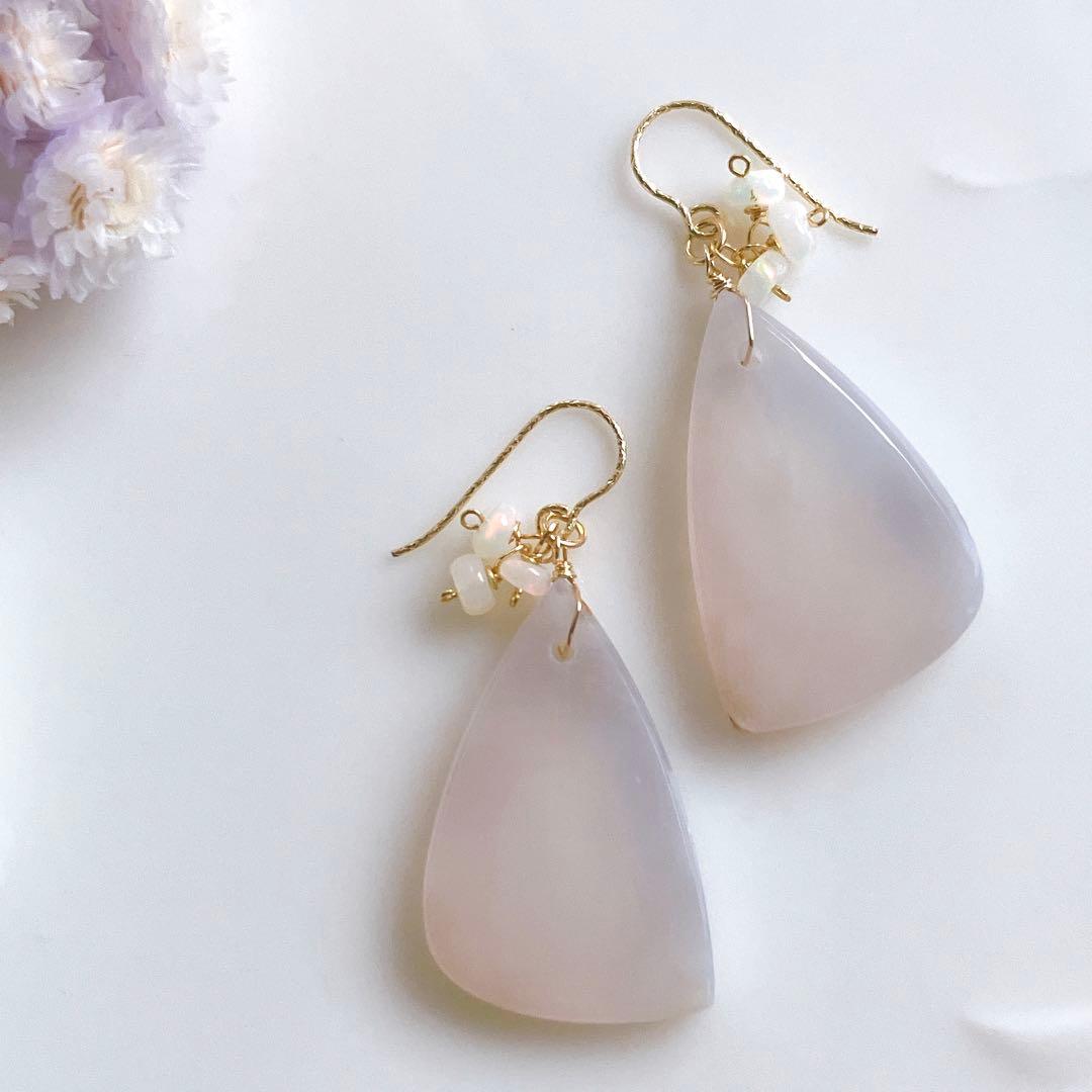 Kaya◆希少✧ローマングラス×スイスブルートパーズピアス✧オパール
