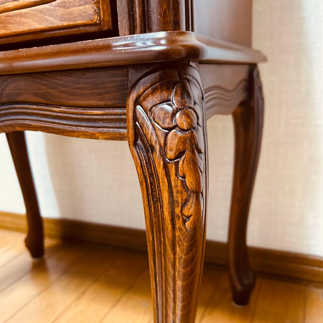 【美品】猫脚 2段チェスト コンソールテーブル アンティーク家具 花柄レリーフ