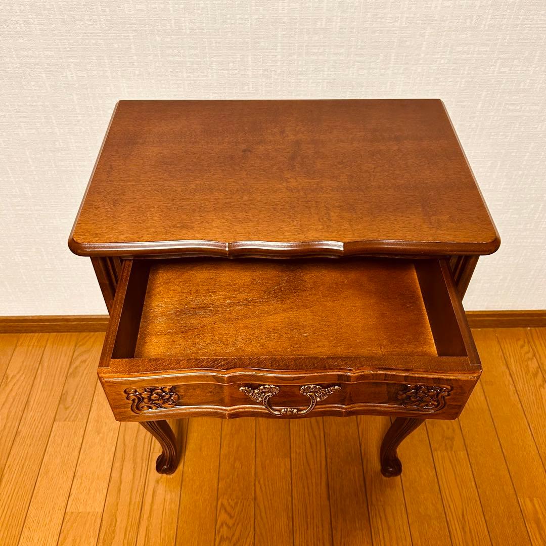 【美品】猫脚 2段チェスト コンソールテーブル アンティーク家具 花柄レリーフ