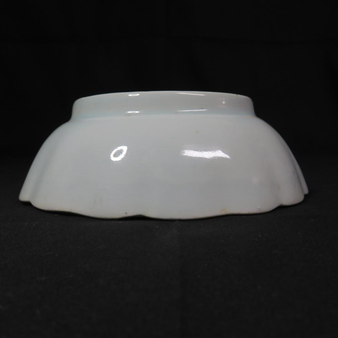 なます皿 山水 金彩 染付 江戸時代 蛇の目高台 夜景 夜図 窯傷