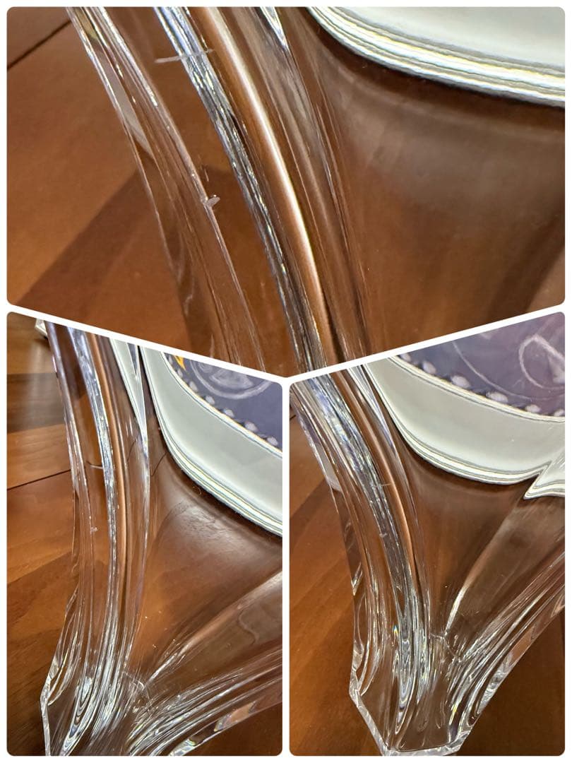 バカラ　ギンコベース　24 フラワーベース　クリスタル　ギンコ　小傷　水シミ有