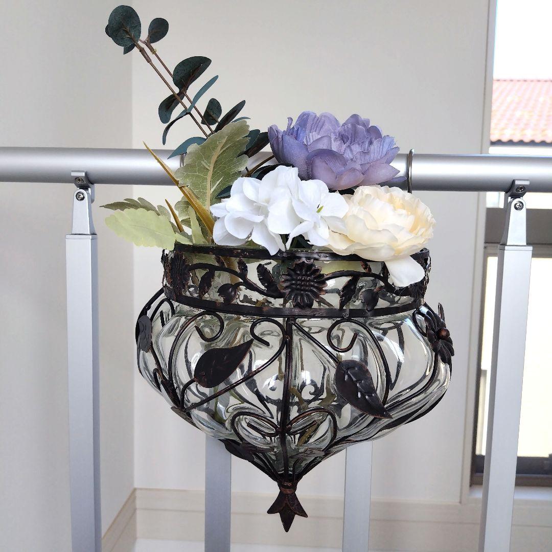 ひびあり！アンティーク 浮き玉 ガラス シャビーオブジェ 北欧フラワーベース