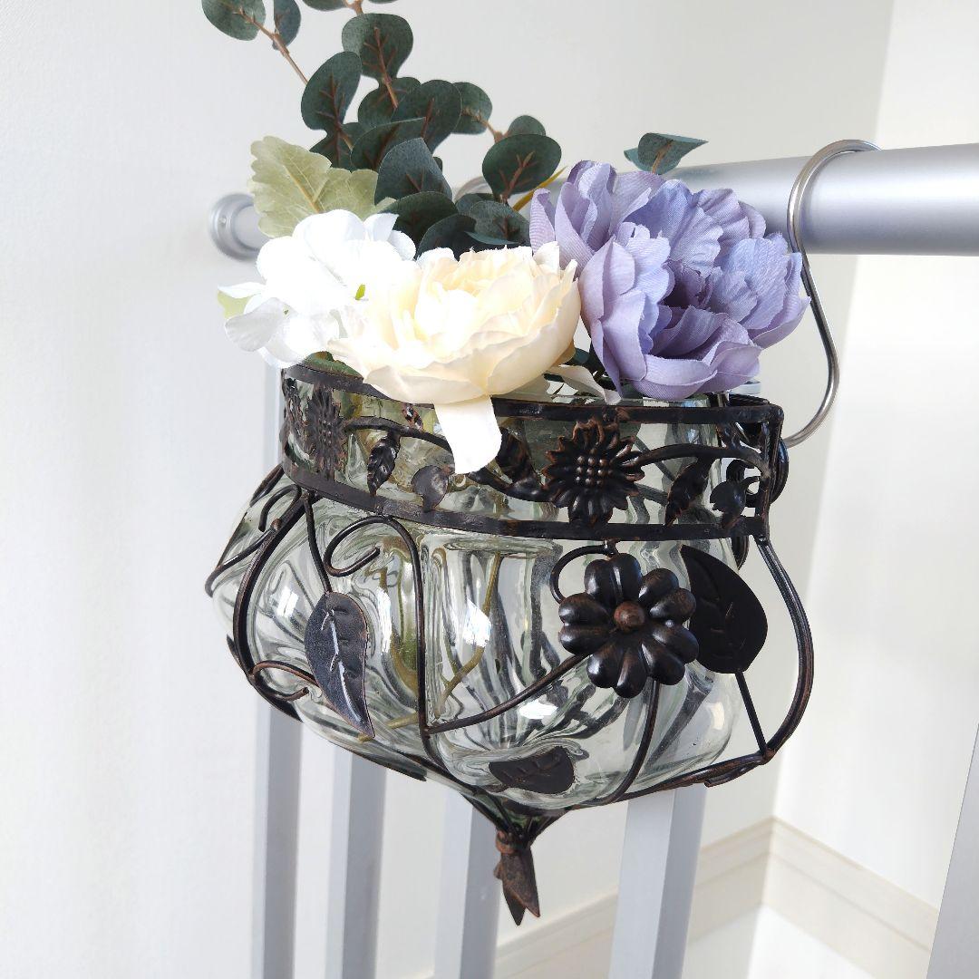 ひびあり！アンティーク 浮き玉 ガラス シャビーオブジェ 北欧フラワーベース