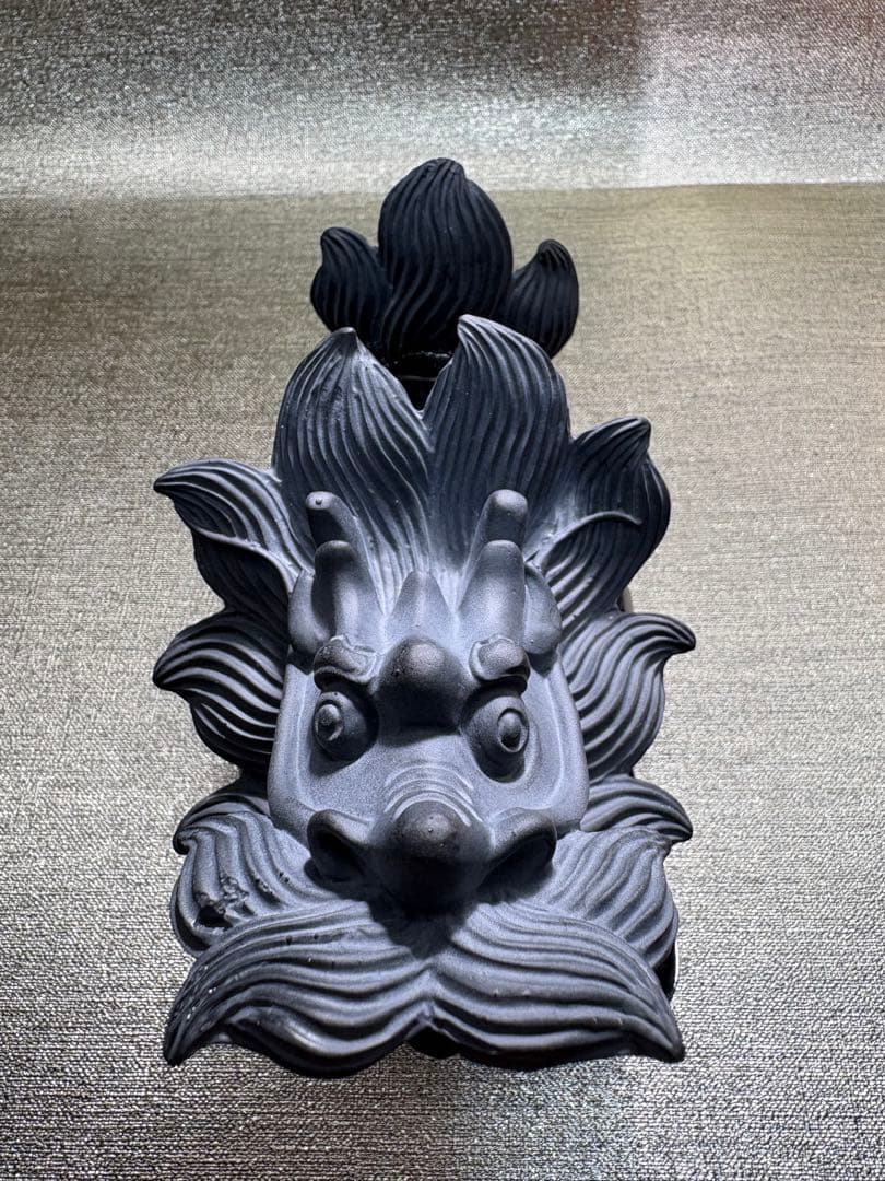 【彫刻置物】龍亀 ろんぐい オブシディアン 黒曜石　財運　金運　風水獣　開運　2