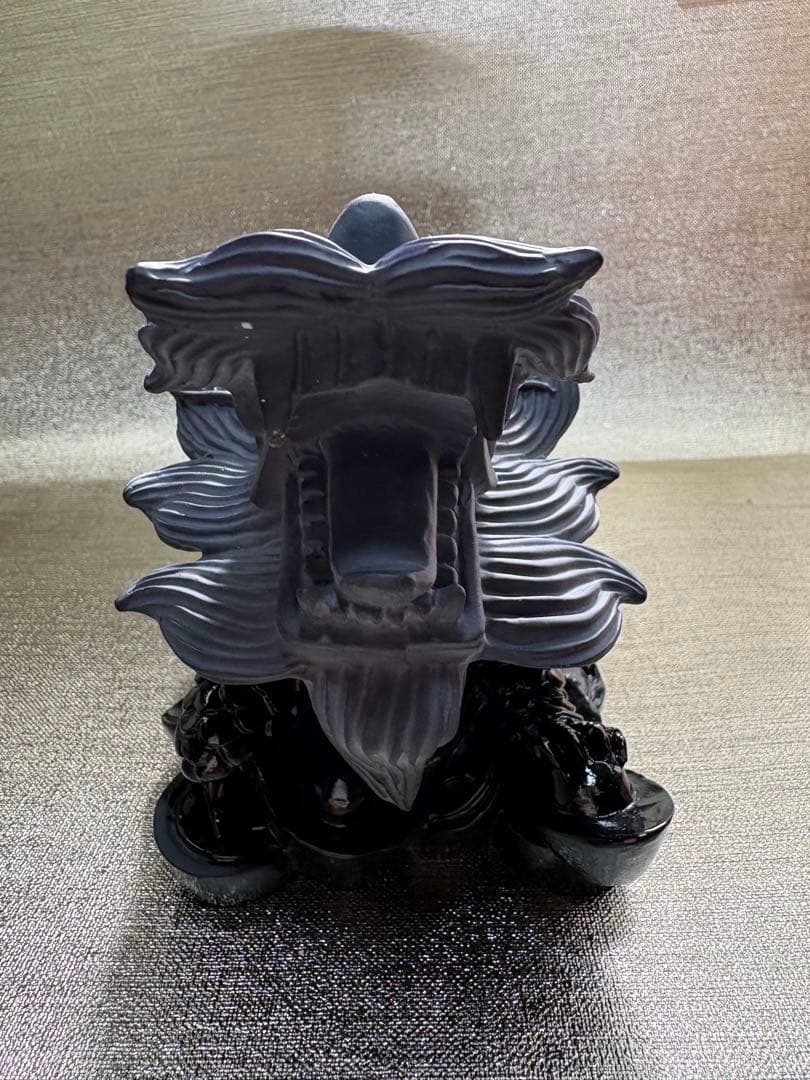 【彫刻置物】龍亀 ろんぐい オブシディアン 黒曜石　財運　金運　風水獣　開運　2